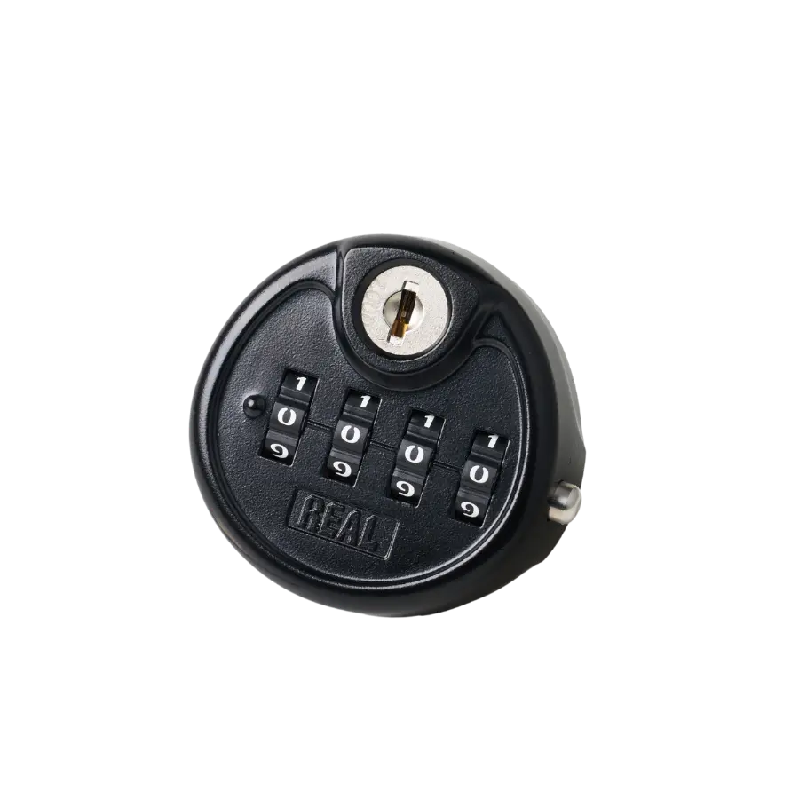 A collection of REAL keyless mechanical combination locks in various shapes and finishes, designed for lockers, cabinets, and industrial enclosures.